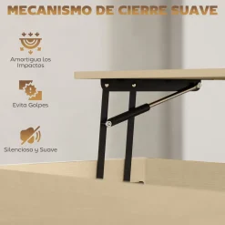 Mesa de centro elevable Virgo Homcom con estante natural/blanco 59x95x40 cm