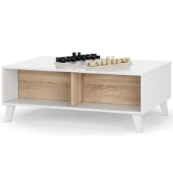 Mesa de centro elevable Zaiken Plus blanco /roble 38x100x68 cm