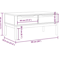 Mesa de centro Floro 2 cajones madera de pino 45x99x55,5 cm