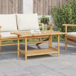 Mesa de centro Force estante inferior bambú 45x90x50 cm
