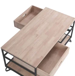 Mesa de centro industrial roble 46x50x100 cm