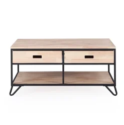 Mesa de centro industrial roble 46x50x100 cm