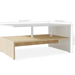 Mesa de centro Lisa estante inferior 42x90x59 cm