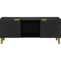 Mesa de centro Lope 2 armarios + compartimento negro 40x100x54 cm