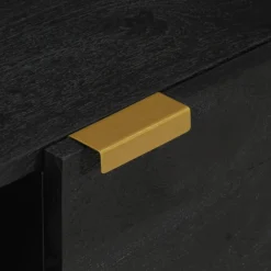 Mesa de centro Lope 2 armarios + compartimento negro 40x100x54 cm