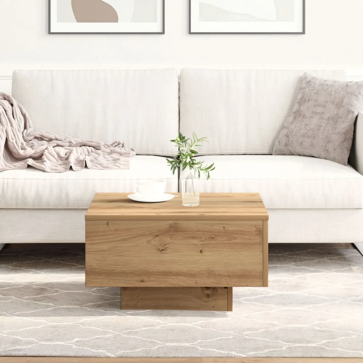 Mesa de centro Nueva York diseño fijo roble 31x55x55 cm