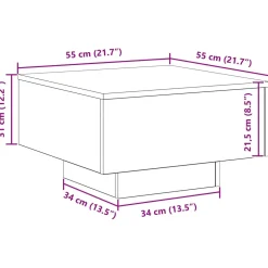 Mesa de centro Nueva York diseño fijo roble 31x55x55 cm