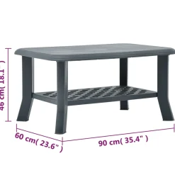 Mesa de centro Polka de exterior con estante inferior 46x90x60 cm