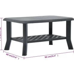 Mesa de centro Polka de exterior con estante inferior 46x90x60 cm