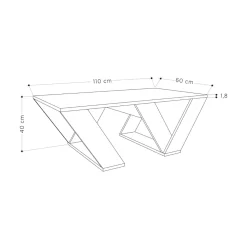 Mesa de centro Pyrem diseño fijo 40x110x60 cm