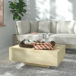 Mesa de centro Solbes rectangular diseño flotante natural 31x85x55 cm