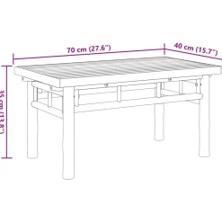 Mesa de centro Tabú para exterior bambú 35x70x40 cm