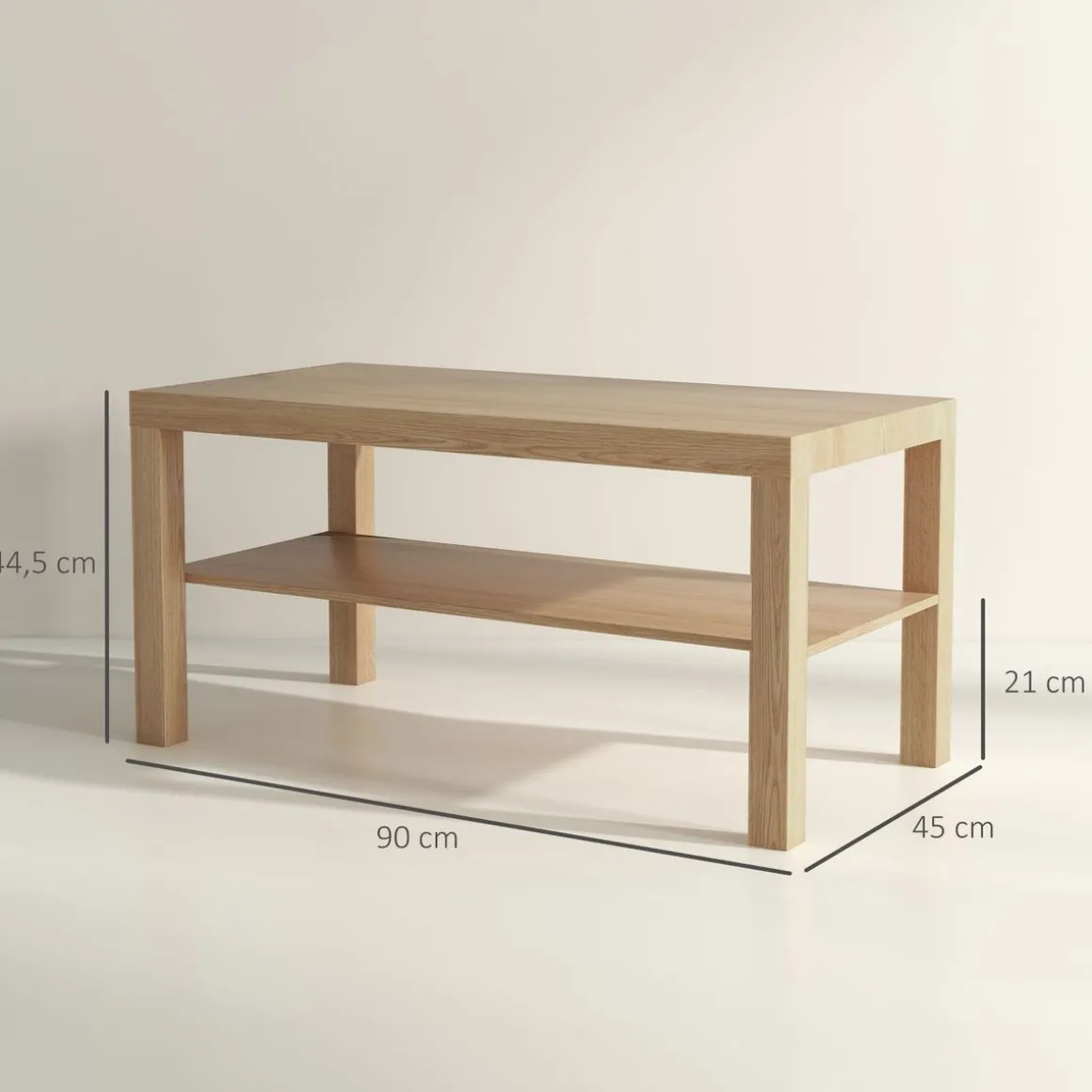 Mesa de centro Terra Homcom estante inferior natural 44,5x90x45 cm