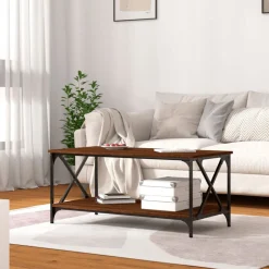 Mesa de centro Yuzu rectangular estante inferior 45x100x50 cm