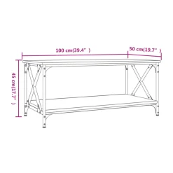 Mesa de centro Yuzu rectangular estante inferior 45x100x50 cm