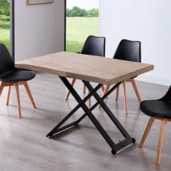 Mesa de centro Zoe elevable con tapa irregular 49-76x120x80 cm