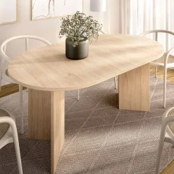 Mesa de comedor Bari diseño extensible natural 76,3x140x90 cm