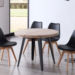 Mesa de comedor Berg extensible diseño redondo 76x120-160-200x120 cm