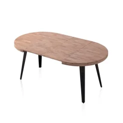 Mesa de comedor Berg extensible diseño redondo 76x100-140-180x100 cm