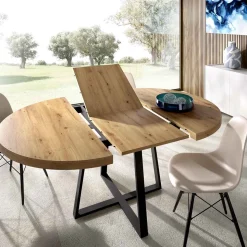 Mesa de comedor Duna redonda extensible nordic/negro Ø110-158x77 cm