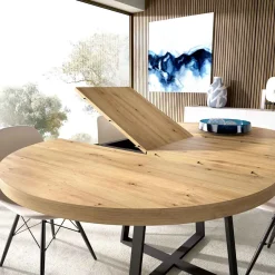 Mesa de comedor Duna redonda extensible nordic/negro Ø110-158x77 cm