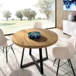 Mesa de comedor Duna redonda extensible nordic/negro Ø110-158x77 cm