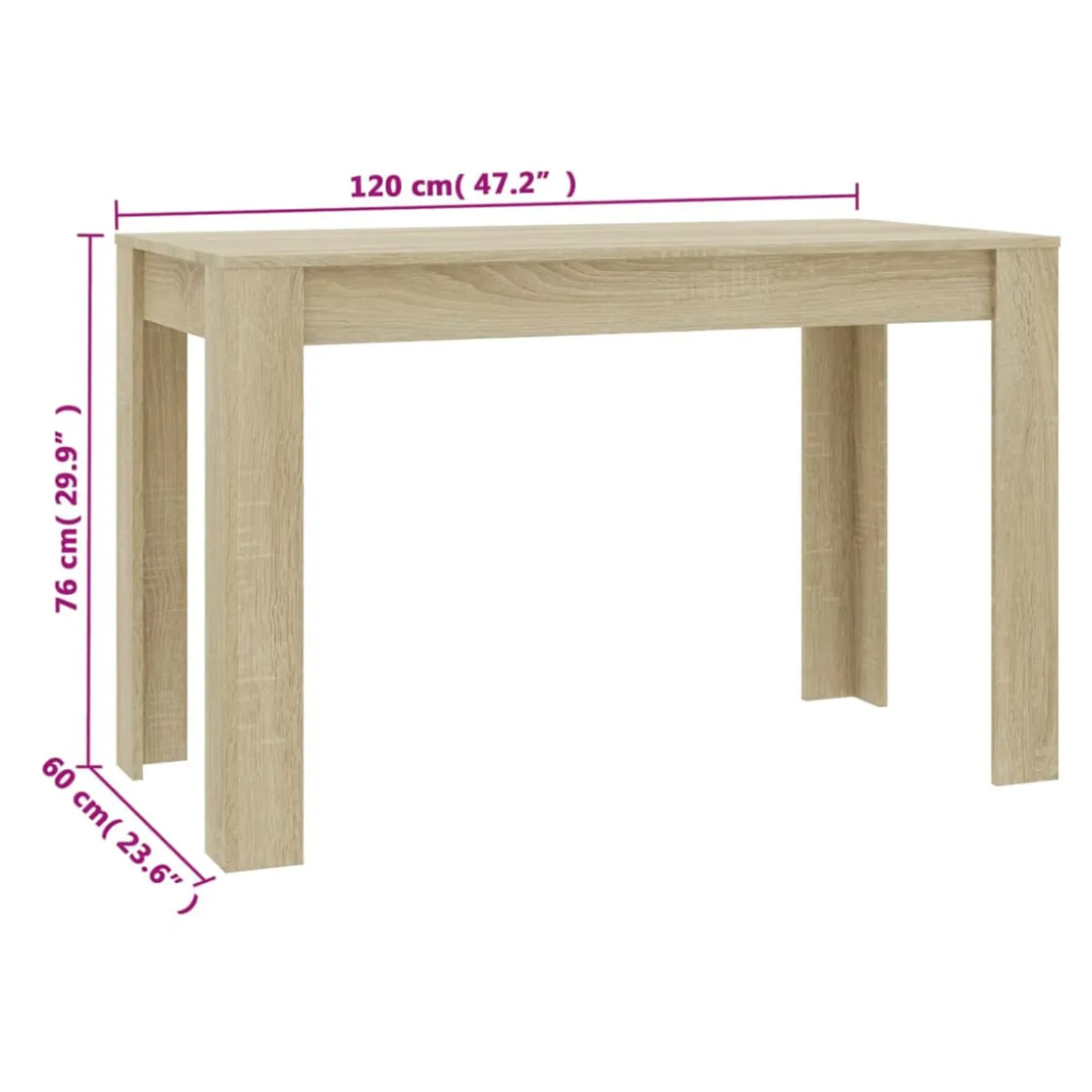 Mesa de comedor Elba rectangular 76x120x60 cm