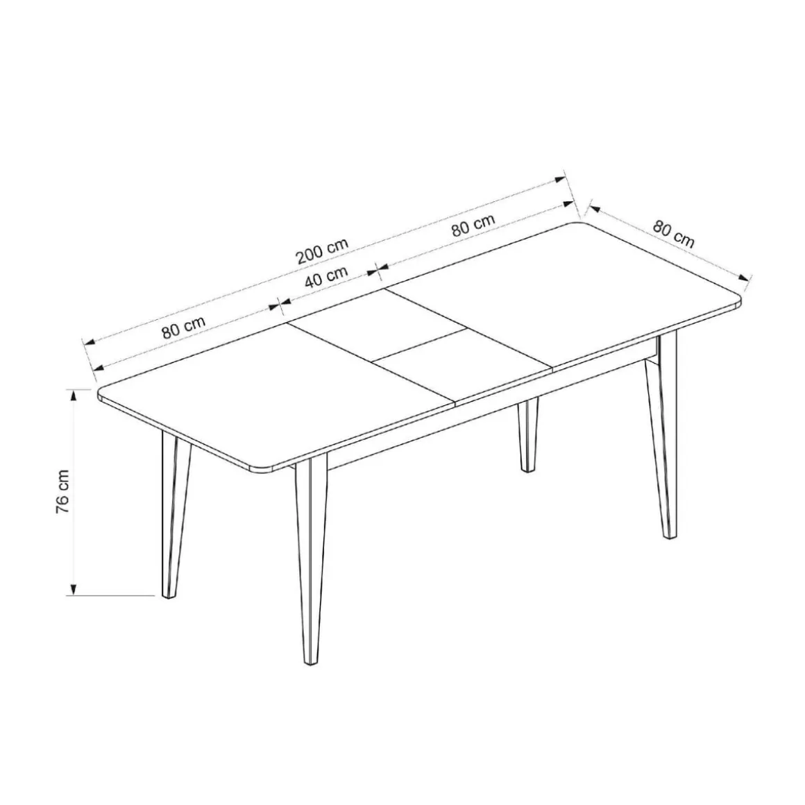 Mesa de comedor Elina extensible 76x160-200x80 cm