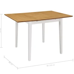 Mesa de comedor extensible blanco/natural 74x80-120x50 cm