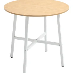 Mesa de comedor Galway Homcom 4 personas natural/blanco Ø80x76 cm