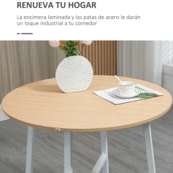 Mesa de comedor Galway Homcom 4 personas natural/blanco Ø80x76 cm