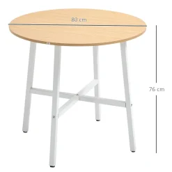 Mesa de comedor Galway Homcom 4 personas natural/blanco Ø80x76 cm
