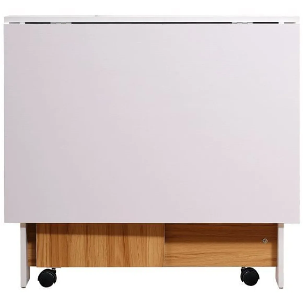 Mesa de comedor Homcom 3 posiciones plegable con ruedas blanco/madera 73x120x80 cm