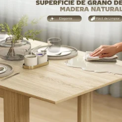 Mesa de comedor Katy Homcom extensible natural 75x140-180x90 cm