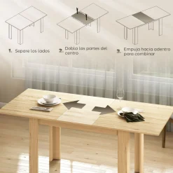 Mesa de comedor Katy Homcom extensible natural 75x140-180x90 cm