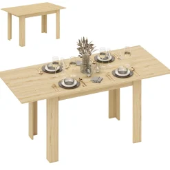 Mesa de comedor Katy Homcom extensible natural 75x140-180x90 cm