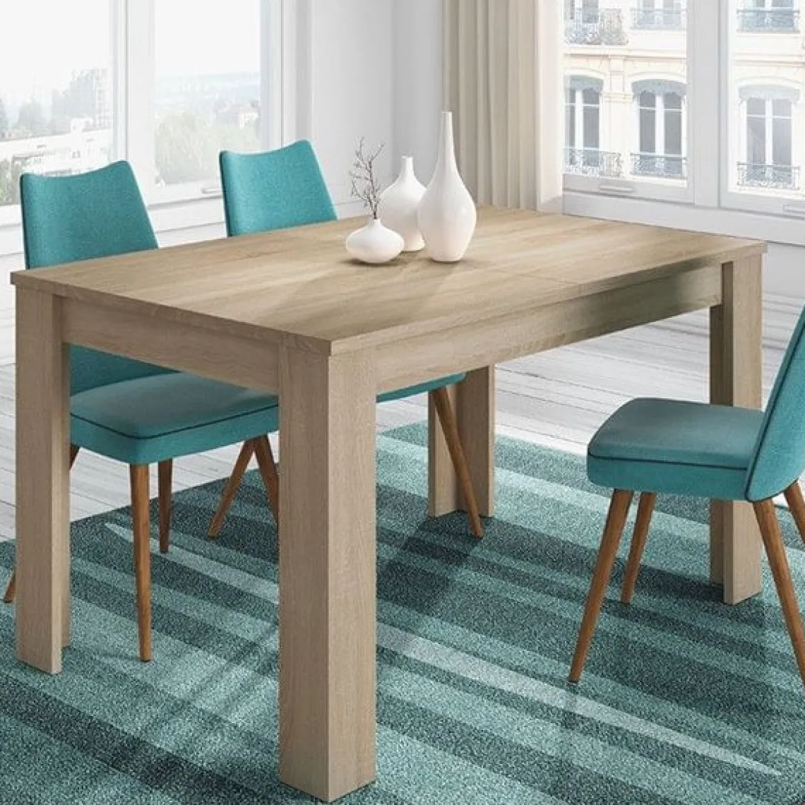 Mesa de comedor Kendra extensible roble canadian 78x140-190x90 cm