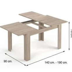 Mesa de comedor Kendra extensible roble canadian 78x140-190x90 cm