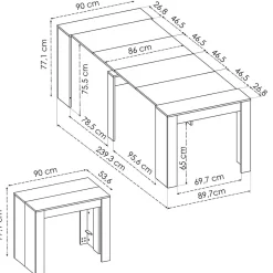 Mesa de comedor Kiona diseño extensible 77x54-239x90 cm