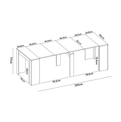 Mesa de comedor Kiona diseño extensible 77x54-239x90 cm