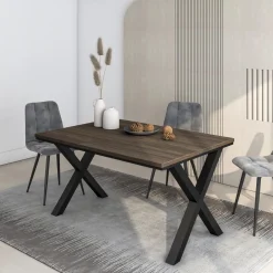 Mesa de comedor Kroma diseño fijo patas en X 74x140x90 cm
