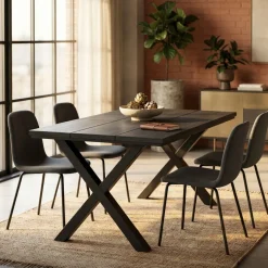 Mesa de comedor Kroma diseño fijo patas en X 75x167x90 cm