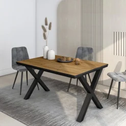Mesa de comedor Kroma diseño fijo patas en X 75x194x90 cm