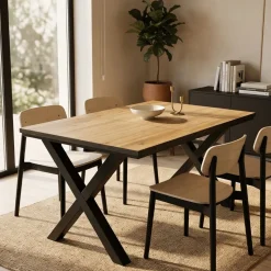 Mesa de comedor Kroma diseño fijo patas en X 75x194x90 cm