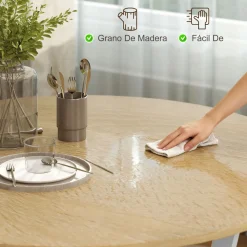 Mesa de comedor Leonor diseño redondo blanco/natural Ø90x76 cm