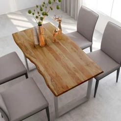 Mesa de comedor Loira rectangular madera maciza 76x140x70 cm