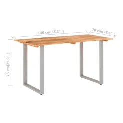 Mesa de comedor Loira rectangular madera maciza 76x140x70 cm