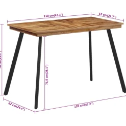 Mesa de comedor madera maciza de teca 120x62x76 cm