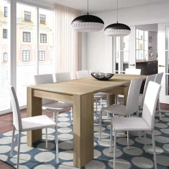 Mesa de comedor Malvin 5 posiciones roble 78x51-237x90 cm