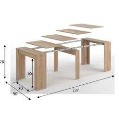 Mesa de comedor Malvin 5 posiciones roble 78x51-237x90 cm